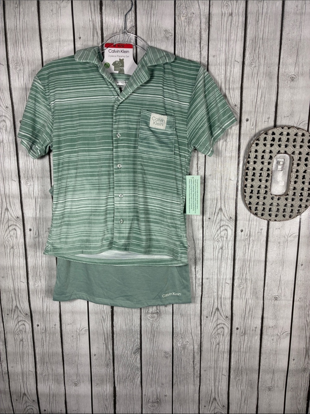 Calvin Klein| 3-pc Kids Green Pajama Set Size 10/12